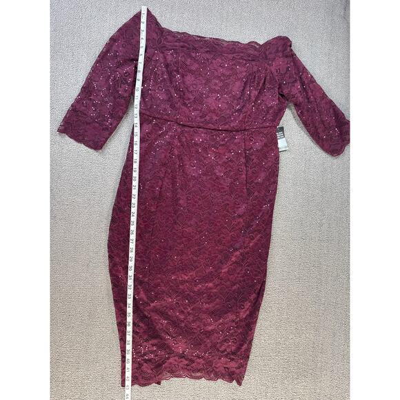 NWT Torrid Dress Size 18 Off the Shoulder Lace Sequin Cocktail Holiday Burgundy - Picture 7 of 11
